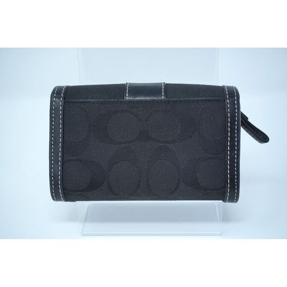 Coach Black Signature and Leather Keychain Wallet Vintage Great Condition! - Picture 2 of 9